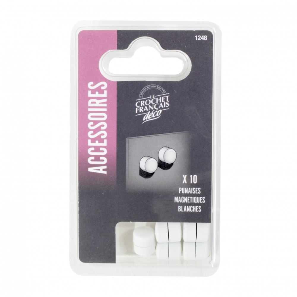 Lot de 10 punaises blanc LE CROCHET FRANCAIS, Diam.10 mm