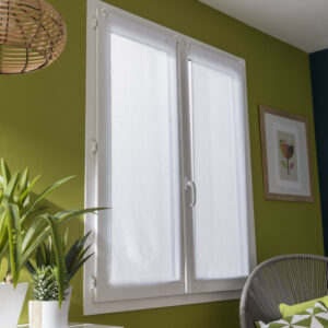Paire de vitrages tamisant, Leo blanc l.45 x H.120 cm