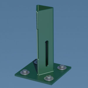 Platine piquet acier galvanisé plastifié à visser vert, H.15 cm x section 100x10