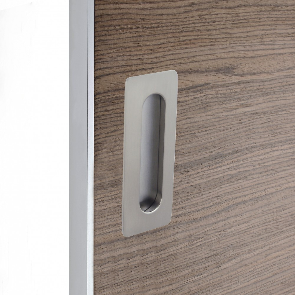 Poignée porte coulissante rectangle zamak nickelé, gris