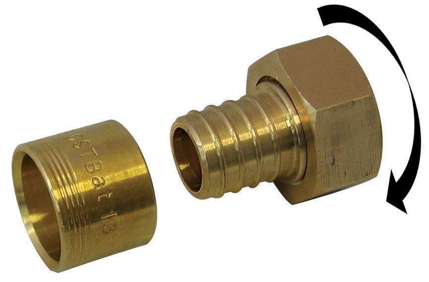 Raccord droit avec écrou libre à glissement laiton F 15 x 21 pour tube en per