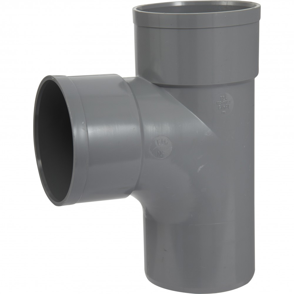 Té 87.30° en pvc à coller, femelle / mâle, D100