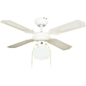 Ventilateur de plafond avec éclairage Barbade en acier, blanc
