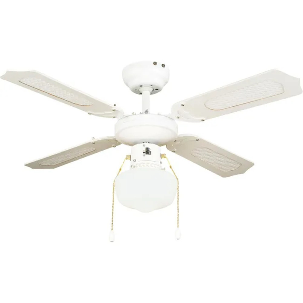 Ventilateur de plafond avec éclairage Barbade en acier, blanc