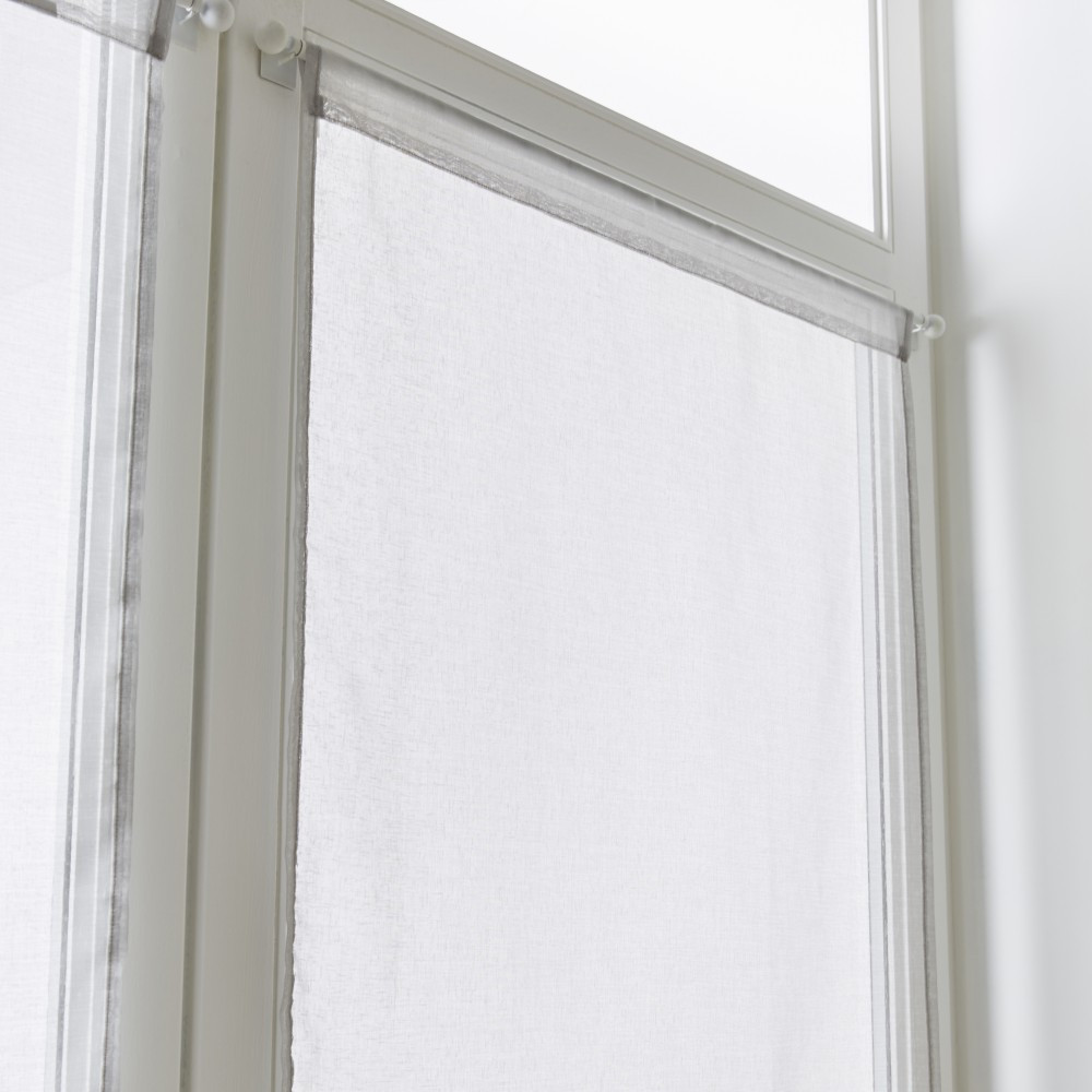 Vitrage tamisant, Leo gris galet l.70 x H.210 cm