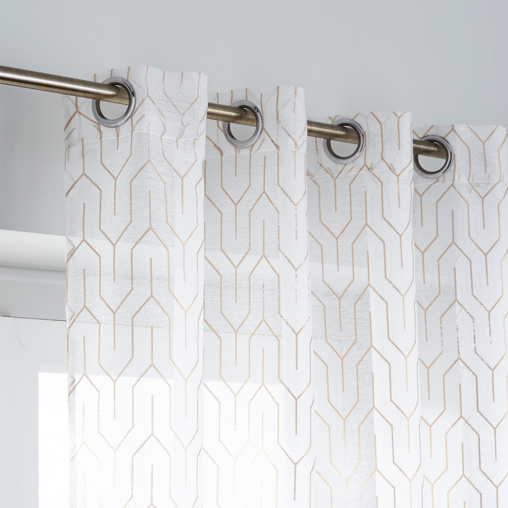 Voilage tamisant, Amber blanc/or l.140 x H.250 cm