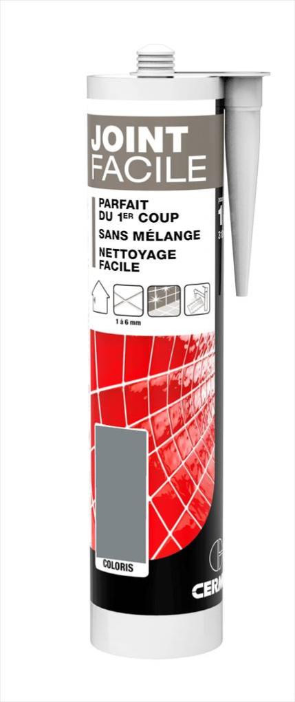Joint pâte carrelage CERMIX gris moyen 310 ml Joint facile gris moyen 1m²