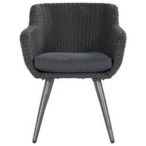 Chaise-fauteuil Amadora en résine tressée - pieds en aluminium - Anthracite