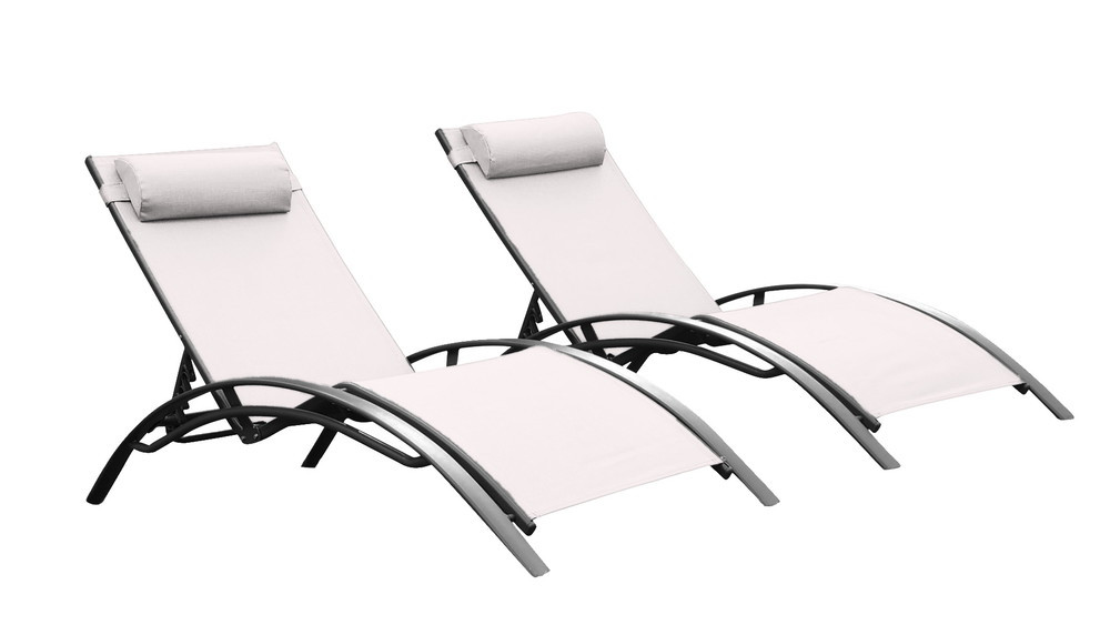 Lot de 2 bains de soleil Monaco en aluminium - Ecru