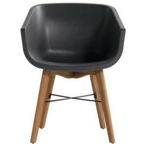 Lot de 2 chaises Amalia Eucalyptus en résine - pieds en bois - Anthracite