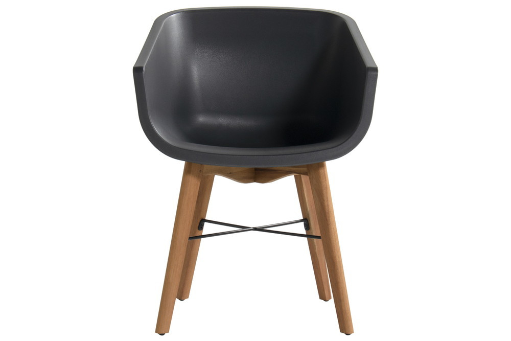 Lot de 2 chaises Amalia Eucalyptus en résine - pieds en bois - Anthracite