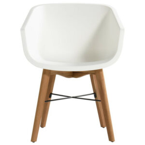 Lot de 2 chaises Amalia Eucalyptus en résine - pieds en bois - Blanc