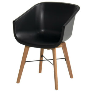 Lot de 2 chaises Amalia Eucalyptus en résine - pieds en bois - Noir
