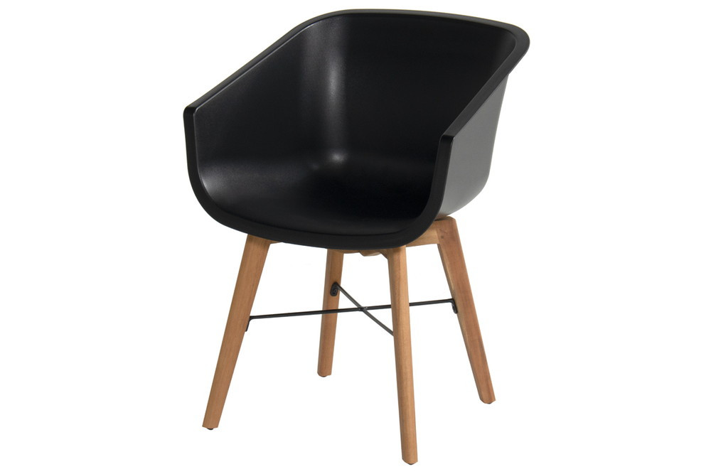 Lot de 2 chaises Amalia Eucalyptus en résine - pieds en bois - Noir