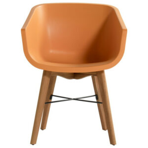 Lot de 2 chaises Amalia Eucalyptus en résine - pieds en bois - Orange