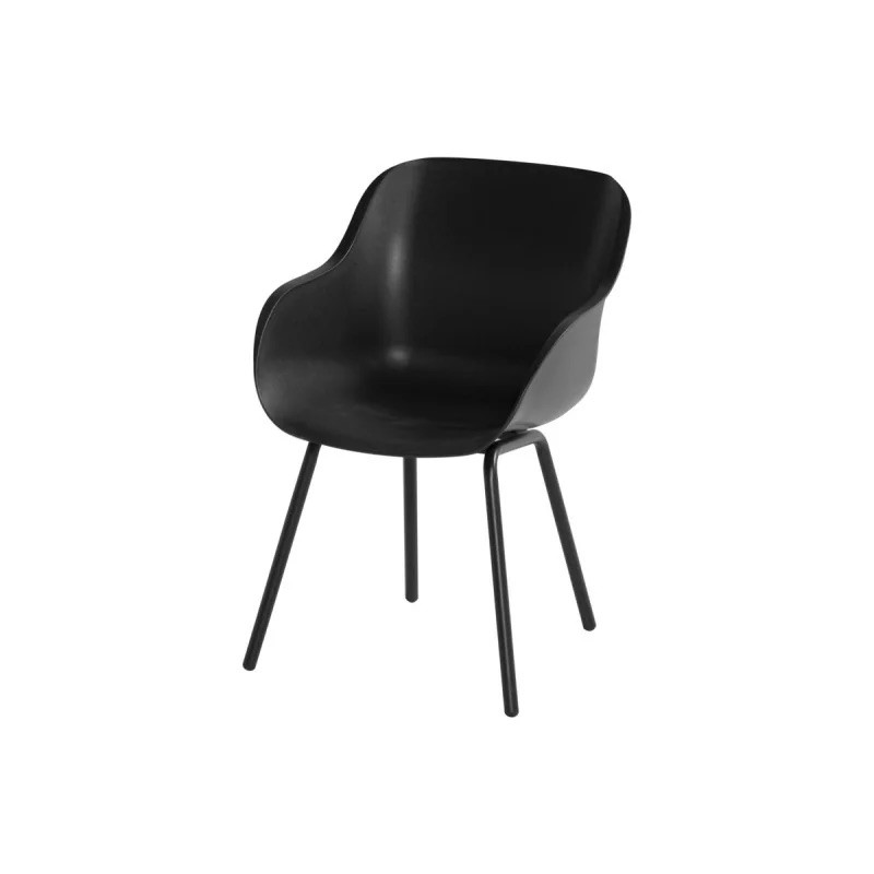 Lot de 2 chaises design noir en résine et aluminium - confort ergonomique