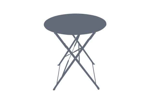 Table ronde d'extérieur pliante Bistro en acier - Gris