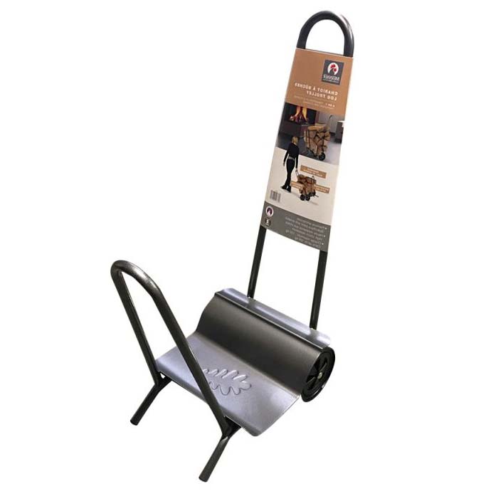 Chariot à bûches monobloc L avec bras de traction allongé sur roues en acier MERMIER 500076