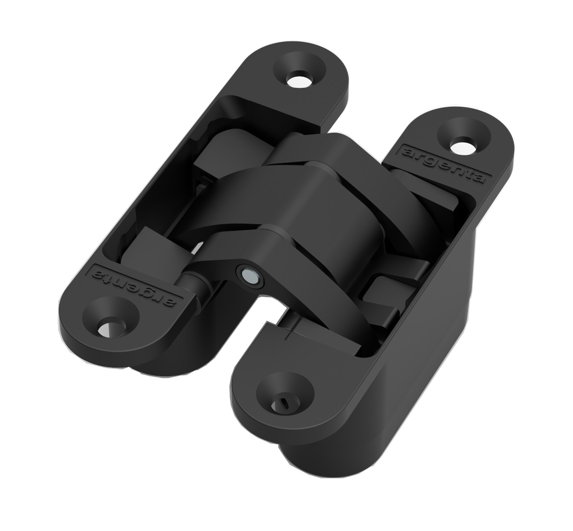 Charnière invisible Small en zamak dimension 95 x 23 mm finition noir mat ARGENTA 70000226