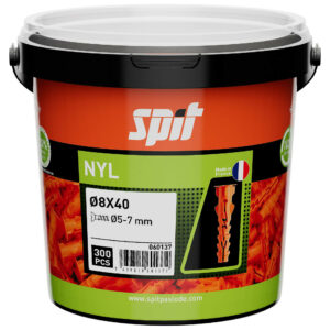 Cheville à expansion nylon avec collerette 8 x 40 seau de 300 pièces SPIT 060137
