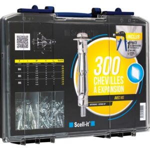 Chevilless à expansion avec vis et pince MD coffret 300 SCELL-IT COF002-SP
