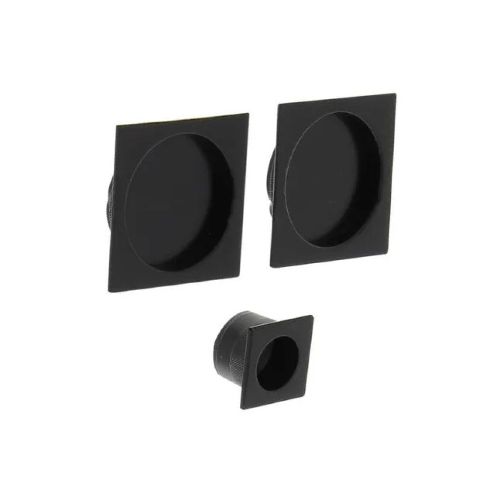 Kit de poignées porte coulissante carrée zamak mat, noir