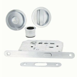 Kit de poignées porte coulissante rond zamak nickelé gris