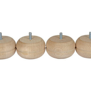 Lot De 4 Pieds De Meuble Boule Fixes Hêtre Brut Blanc/Beige, 5 Cm
