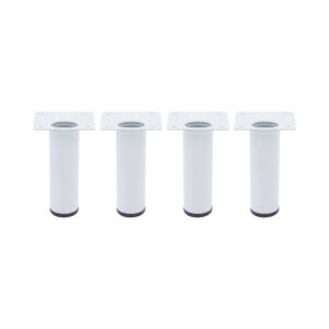 Lot de 4 pieds de meubles CIME fixe rond, acier blanc produit sans finition Ht.