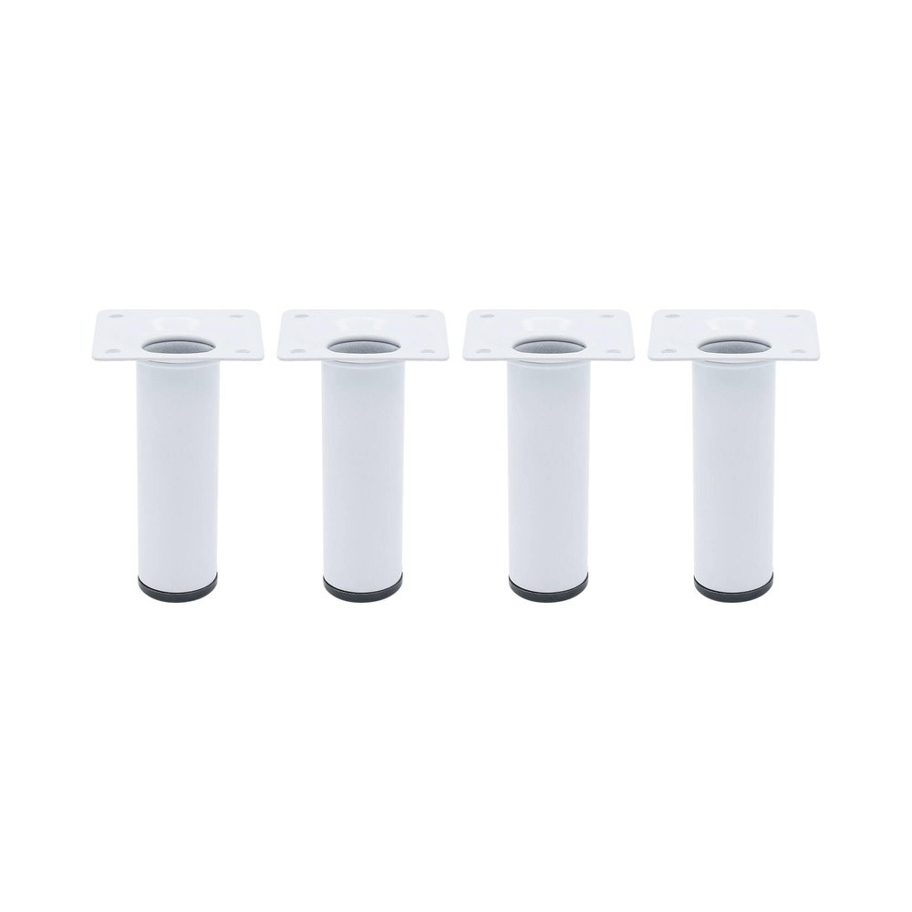Lot de 4 pieds de meubles CIME fixe rond, acier blanc produit sans finition Ht.