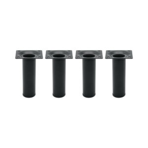 Lot de 4 pieds de meubles CIME fixe rond, acier noir produit sans finition Ht. m
