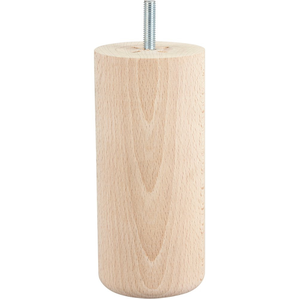 Pied de lit cylindrique hêtre brut, H.15 cm x Diam. 6,8 cm CIME