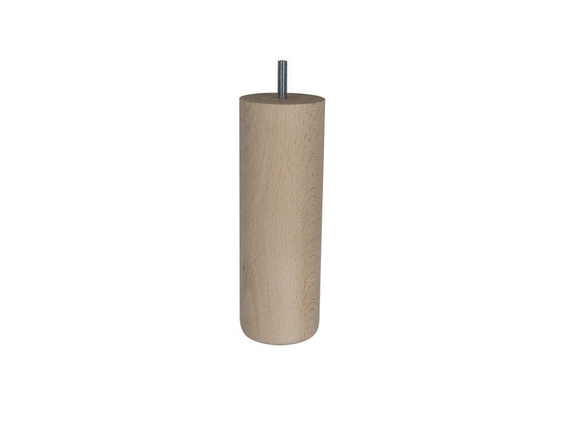 Pied De Lit / Sommier Cylindrique 20Cm - Hêtre Brut Blanc/Beige