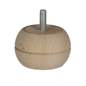 Pied De Meuble Boule Fixe Hêtre Brut Blanc/Beige, 4 Cm