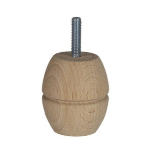 Pied De Meuble Boule Fixe Hêtre Brut Blanc/Beige, 6 Cm
