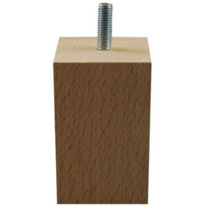 Pied De Meuble Carré Fixe Hêtre Brut Blanc/Beige, 8 Cm