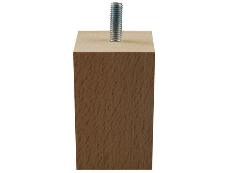 Pied De Meuble Carré Fixe Hêtre Brut Blanc/Beige, 8 Cm