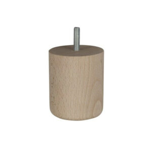Pied De Meuble Cylindrique Fixe Hêtre Brut Blanc/Beige, 8 Cm