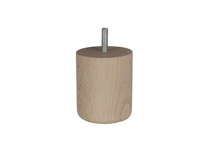 Pied De Meuble Cylindrique Fixe Hêtre Brut Blanc/Beige, 8 Cm