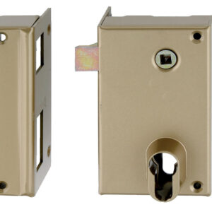 Coffre monopoint en applique pour cylindre européen vertical fouillot de 7 gauche or 75 x 130 mm HERACLES MX-8817-02