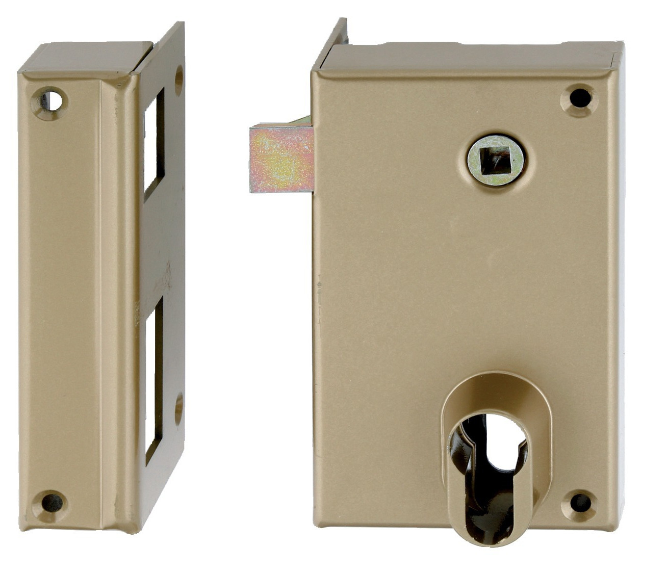 Coffre monopoint en applique pour cylindre européen vertical fouillot de 7 gauche or 75 x 130 mm HERACLES MX-8817-02