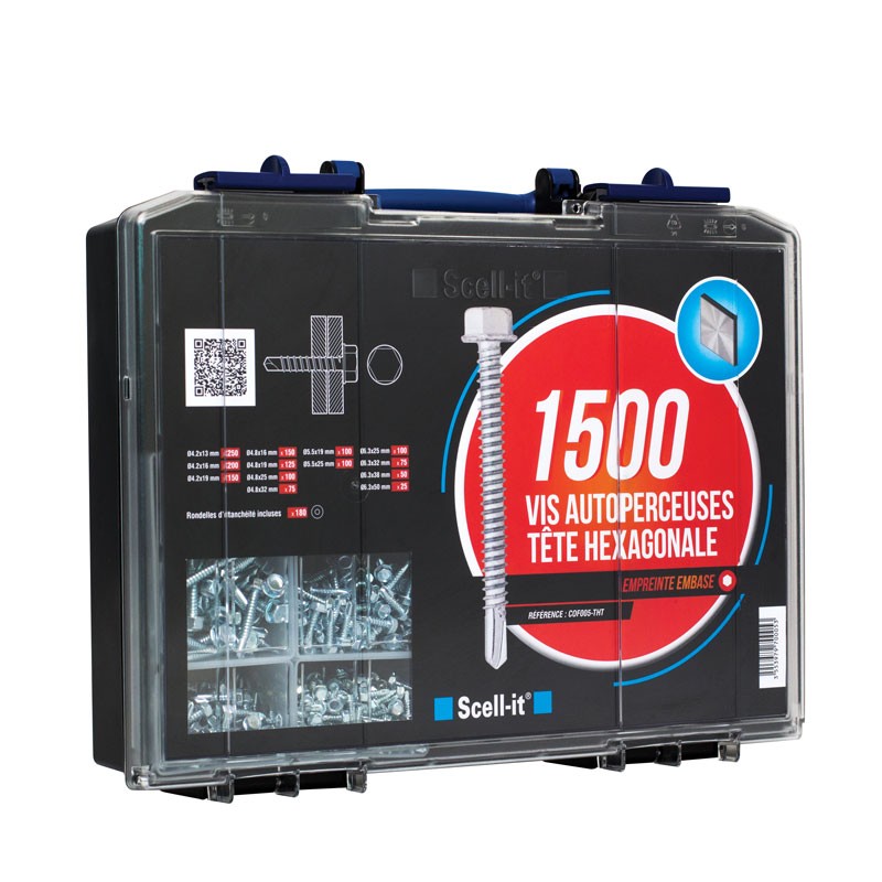 Coffret 1500 vis autoperceuses et rondelles tête hexagonale SCELL-IT COF005-THT