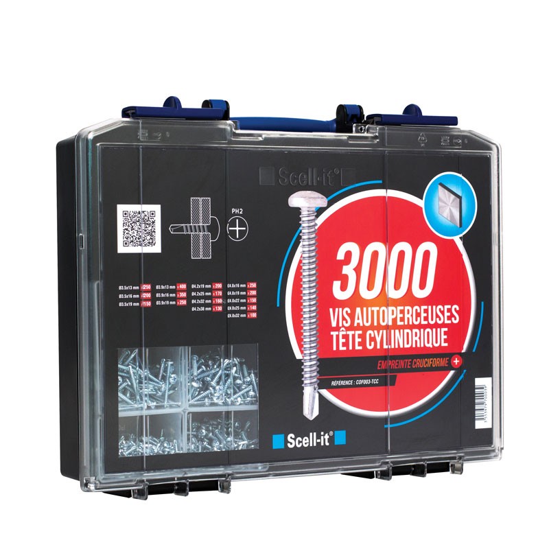Coffret 3000 vis autoperceuses à tête cylindrique SCELL-IT COF003-TCC