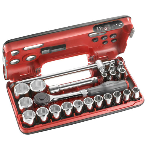 Coffret à douilles 1/2'' 6 pans métriques 22 pièces FACOM S.360DBOX4PB