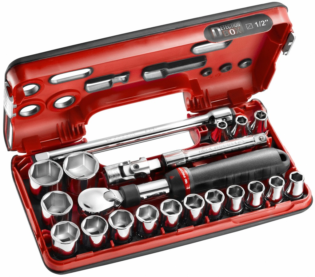 Coffret cliquet extensible 1/2'' 6 pans Détection Box - 21 pièces FACOM SXL.DBOX1PB