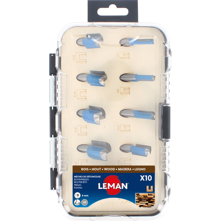 Coffret de 10 mèches à rainer droites LEMAN 428.700.10