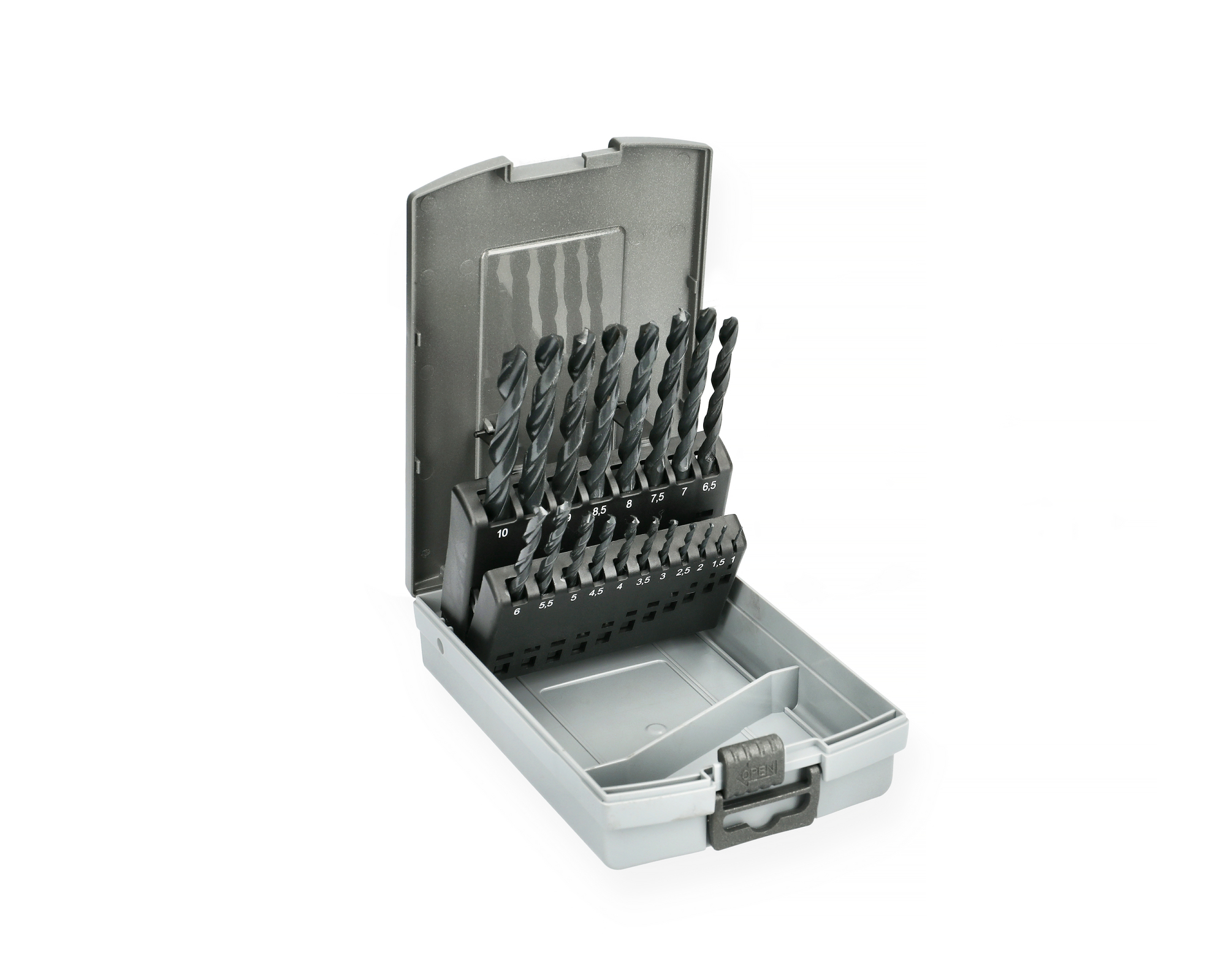 Coffret de 19 forets en acier HSS laminés 1 à 10 mm HANGER 155090