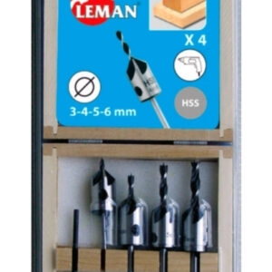 Coffret de 4 forets hélicoïdaux avec fraisoirs bois PER.00203.04 LEMAN 203.500.04