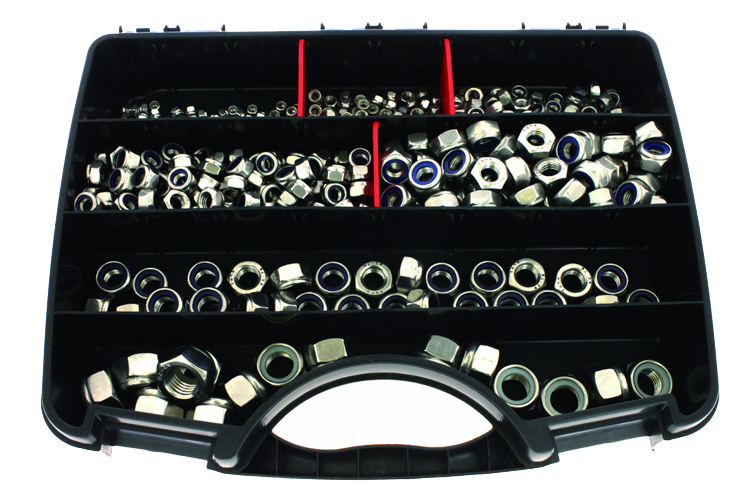 Coffret de 575 écrous hexagonaux indésserrables avec bague nylon inox A2 COF908 ULTIMA AFBPACK31