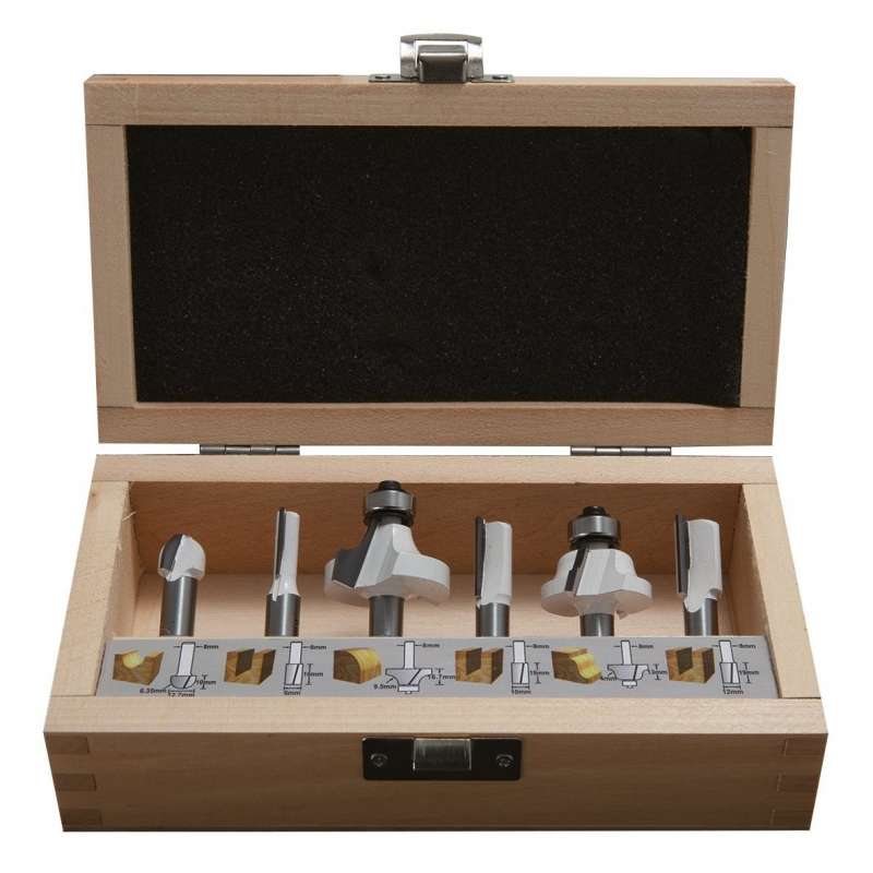 Coffret de 6 fraises MAKITA D-53540 pour défonceuse (queue 8mm)